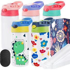 Joyclub 5 Pack Kids Sublimation Tumbler Water Bottle Blanks Insulated Tumbler Stainless Steel Children Sublimation Cups for DIY Craft Heat Press Print