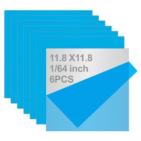 6Pack 5052 H32 Aluminum Sheet Metal 11.81 x 11.81x1/64"Aluminum Sheets Flat Plain Plate Panel Aluminum Sheet Plate Finely Polished, Plate Finely Polished and Deburred(Sliver)