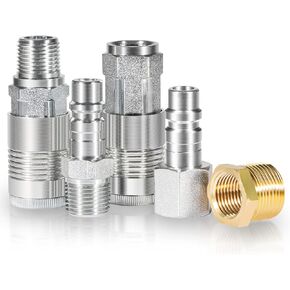 5pcs 1/2" NPT S-224 G-Style Coupler, Plug and Air hose Reducer Bushing Kit Used in Applications That Require over 60 SCFM