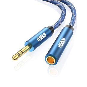 EMK 1/4 inch Extension Cable, 6.35mm 1/4" inch Male to Female Stereo Headphone Guitar Extension Cable Cord, Gold Plated Quarter inch Headphone Extension Cable (3.3FT/1M)