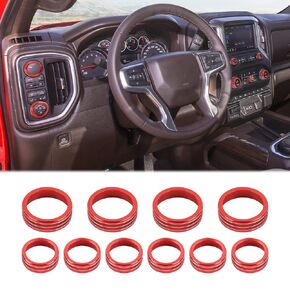 Voodonala Radio AC Knobs Air Conditioner Switch Button Center Console Switch Knob Cover Trim for 2019-2023+ Chevy Silverado GMC Sierra,2020+ Suburban,2021+Tahoe,2021+ GMC Yukon Aluminum Alloy 10PCS
