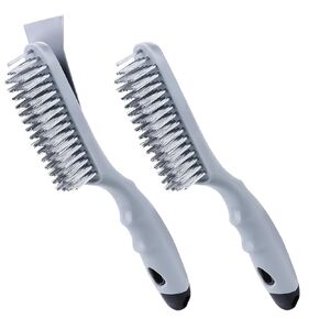 ANDOUNIER Stainless Steel Wire Brush Set 2Pcs,Heavy Duty Wire Brushes with Strong Handle & Metal Scraper,for Cleaning Welding Slag & Rust,Dust and Paint Scrubbing