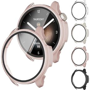 RiYHM Screen Protector Case for Amazfit Balance Smartwatch, [4-Pack] Hard PC Bumper & Tempered Glass Film Replacement Accessories for Amazfit Balance