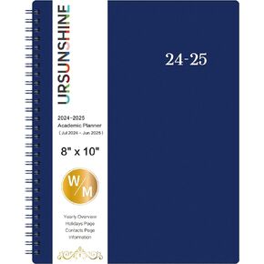 Planner 2024-2025 - Weekly & Monthly 2024-2025 Planner with Printed Tabs, Jul. 2024 - Jun. 2025, 8" x 10", Flexible Cover, Twin-Wire Binding, Premium Paper, Perfect Oganizer - Black