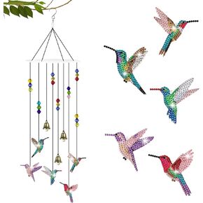 Vcekract Diamond Painting Kits, Hummingbird Diamond Art Wind Chimes, Diamond Art Kits for Adults, Diamond Painting Crafts for Garden Decor