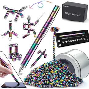 Fidget Toys Adults Set Over 600+PCS Magnetic Balls and Fidget Pen with Gift Box for Cool Stuff