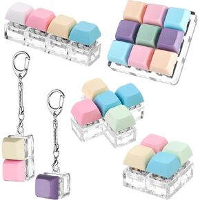 6 قطع لوحة مفاتيح فيدجيت كيشاين لتخفيف الضغط، ألعاب لوحة مفاتيح فيدجيت كلير إصبع لوحة المفاتيح، سلسلة مفاتيح فيدجيت مع لوحة مفاتيح لتخفيف الضغط بإضاءة LED، أداة النقر على لوحة المفاتيح للهدايا لتمضية الوقت الممل in Kuwait