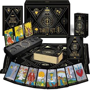 Wyspell Tarot Kit Includes Gold Tarot Cards with Guide Book, a Tarot Cloth, a Tarot Bag, a Tarot Journal, and a Classic Tarot Deck Holder - Beautiful Tarot Cards for Beginners Kit