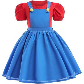 JOYKIDDIE Girls Princess Costume Dress for Weddings, Pageants, Dedications Cute Blue and Red Birthday Party Dress Up