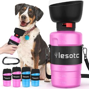 lesotc 2024 Upgraded Dog Water Bottle, 34oz/1000ml Portable Dog Water Bottle Travel Water Bowl, Leak Proof Foldable Pet Water Bottle Dog Travel Water Bottle, Blue