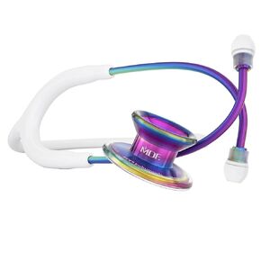 MDF Instruments, White-Kaleidoscope MD One Epoch Lightweight Titanium Stethoscope, Adult, Free-Parts-for-Life, White Tube, Kaleidoscope Chestpiece-Headset, MDF777TKL29