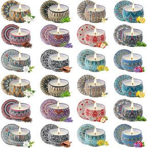 Candles Gifts for Women, 24 Pack 2.5oz Scented Candles with Essential Oils, 480H Long Lasting Aromatherapy Candle Gift Set Small Bulk Soy Candles for Relaxation Travel for Mom Mothers Day Gifts