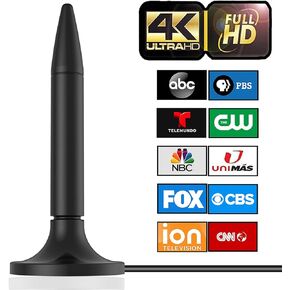 TV Antenna, 2024 Newest HD Digital TV Antenna Indoor Outdoor，Long Range with Amplifier Signal Booster 4K HD Free Local Channels Support All Television - 10ft High Performance Coax Cable