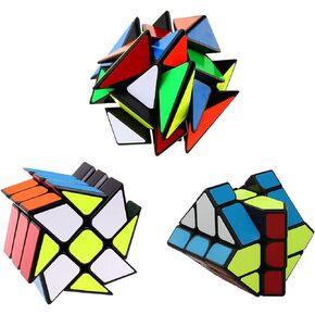 Speed Cube Set Ahyuan 3 Pack Magic Speed Puzzle Bundle 3x3x3 YJ Windmill Yongjun Axis V2 YJ Fisher Toys 3x3 Sturdy and Smooth Speed Cube Puzzles Toy for Kids and Adults