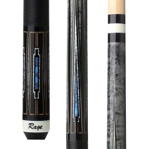 RAGE RG217 Pool Cue, Grey Stained Maple, Birdseye, Zebrawood, Blue/White Recon Graphic