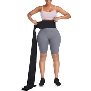 Waist Trainer for Women Bandage Wrap Sauna Belt Long,Tummy Wraps Belly Body Shaper Waist Trimmer Belt with loop. Black