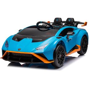 Lamborghini Huracan STO, 24V Kids Ride on Car, Electric Car for Kids with Remote Control, Two Speed Adjustable, Ages 3-8, Foam Front Wheels, 360° Spin, LED Lights, Music, USB, Drift Feature, Blue in Kuwait
