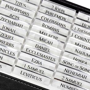 Rose Gold Edge Bible Book Tabs - Laminated, 96 Tabs for Old & New Testament, Includes 7 Catholic Books - Christian Gift