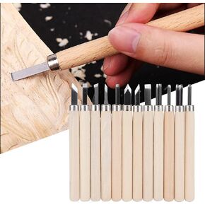 Wood Carving Tool Set, Professional 12Pcs Hand-Made Wood Engraving Portable for Wood Clay Rubber Linoleum Blocks for Carving