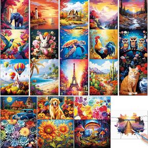 22 Pcs Dementia Products for Elderly Reusable Water Painting Toys Kit Flower Bird Dementia Alzheimer's Activities for Adults Seniors Dementia Toys Water Doodle Coloring Set Drawing Brush Game Gifts
