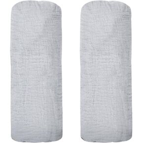 عبوتان من الملاءات العضوية الملائمة لسرير الأطفال من نيوتن والنوم بجانب السرير - مسامية بنسبة 100%، وقابلة للغسل، وصديقة للبشرة، مقاس 19 بوصة × 35 بوصة، رمادي in Kuwait