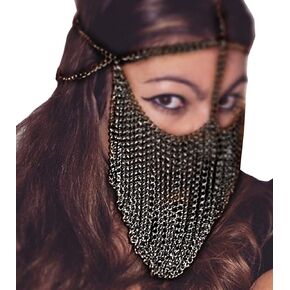 Astage Cosplay Make Up Belly Dancer Mask Sexy Halloween Black Ornaments Head Scarf