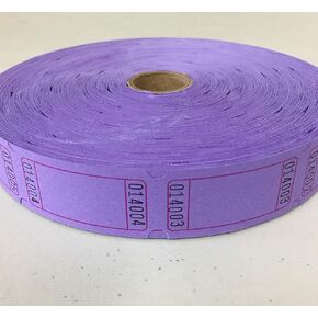 Roll of 2000 Purple Single Stub Blank Tickets Consecutively Numbered