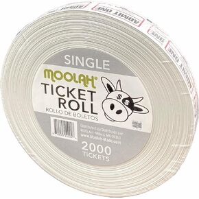Moolah Single Raffle Ticket Roll, White, 2000 Count (729202)