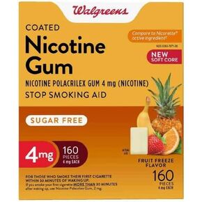 Walgreens Nicotine Coated Gum 4 mg, Stop Smoking Aid, Fruit Freeze Flavor 160 Count