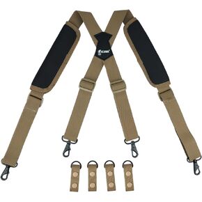 Tactical Harness Police Suspenders for Duty Belt with Metal Hook Adjustable Padded Shoulder Pads,Army Green
