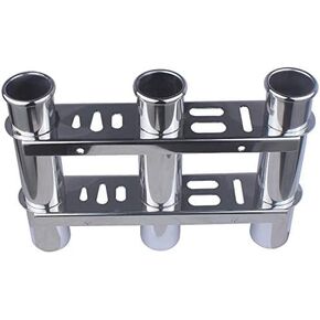 Marinebaby Flush mount Fishing Rod Holder, 316 Stainless Steel 3 Link Tube rod holder, Stainless Steel 3 Rod Rack for Boats Yacht Truck in Kuwait
