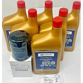 طقم تغيير الزيت الأصلي لسوبارو فورستر أوتباك امبريزا حشية مرشح و6 Qts زيت محرك اصطناعي SAE 0W-20 2011-2022 غير توربو