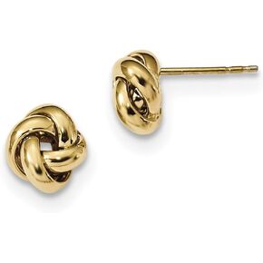 Polished Single Love Knot Post Earrings in Real 14k Gold