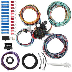 Universal Extra Long Wires 21 Circuit Wiring Harness Kit, Universal 21 Circuit Wiring Harness Kit, 21 Circuit Universal Wiring Harness Compatible with GM, Chevy, Chrysler, Ford, Mopar, Hotrods,Ratrods