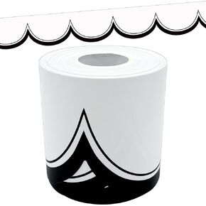 Teacher Created Resources White with Black Scalloped Die-Cut Rolled Border Trim - 50ft - Decorate Bulletin Boards, Walls, Desks, Windows, Doors, Lockers, Schools, Classrooms, Homeschool & Offices