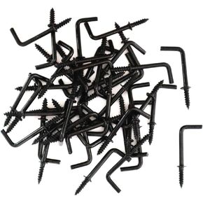 IDEALSV Black 7/8 Inch 1 Shape Screw in Ceiling Hooks L Shape Hanging Hooks 7 Shape Right Angle Medal Hooks (40 Pack)