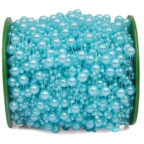 200 Feet Pearl Strands Bead Garland Pearl Beaded Trim for Bridal Bouquet Crafts Decoration & Home Decoration Pearls on String (Green)