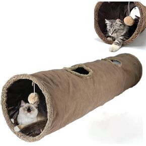 نفق القطط، لعبة القطط الداخلية، نفق القطط الكبير القابل للطي مقاس 51.2 * 11.8 بوصة، نفق القطط الرياضي مع كرة تفاعلية، ألعاب داخلية وخارجية للقطط والجراء والحيوانات الصغيرة in Kuwait