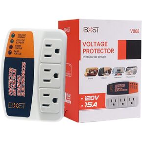 BXST Three Outlet Plug in Voltage Protector for Home Protects Against High and Low Voltage Surge Protector for Refrigerator/TV/PC 120V 1800W (1 Pack)…
