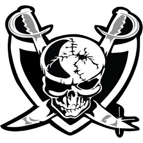 Raider Nation Skull OriginalStickers0659 Set of Two (2X) Stickers , Laptop, Car , Truck , Size 4 inches on Longer Side