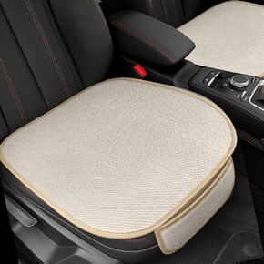 Car Seat Cover 2 Pcs Universal Front Car Seat Bottom,Cotton and Linen Seat Cushion Pad with Storage Pocket, Suitable for All Seasons,Works with Sedan SUV Pickup Minivan (Black)
