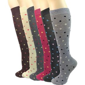 جوارب نسائية ناعمة للركبة، كاجوال، أرجيل أو قطيفة، متعددة الألوان، عبوة من 6 قطع (Dots-6pk) in Kuwait