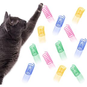 Vila Cat Coil Springs, Feline Entertainment for Indoor Kitten, Woven Colorful Wire Tube, Heavy Plastic, Pet Interactive Spiral, Activity Tool, Cat’s Supplies & Accessories, 12 Pcs per Pack 