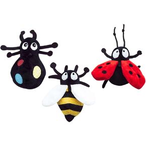 ipawspace Soft Plush Catnip Cat Toys for Indoor Cats Kitten Sound Box Inside Kitten Soft Interactive Plush Toys Bee Ladybug Spider Realistic Sound of Insects 3 Pack
