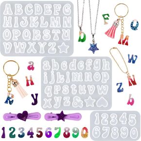 Actvty Mini Alphabet Resin Molds - 3Pcs Letter Molds for Epoxy Casting Small Number Alphabet Silicone Mold for DIY Earring Necklace Pendant Jewelry Resin Crafts Decor