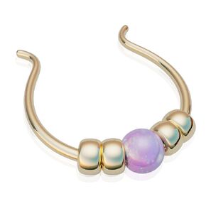 Gold Fake Septum Ring Hoop - Thin 24g Comfortable Fake Septum Piercing with a 2mm White Opal - Handmade 14K Gold Filled Faux Septum Piercing Hoop