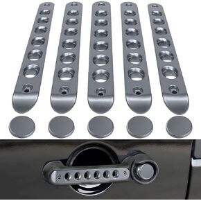 BJSIA 5 PCS Side Door Grab Handle Inserts Cover & Push Button Knobs Cover Trim Compatible with Jeep Wrangler JK JKU Sahara Rubicon Unlimited 2007-2018 Car Accessories Aluminum（Black）