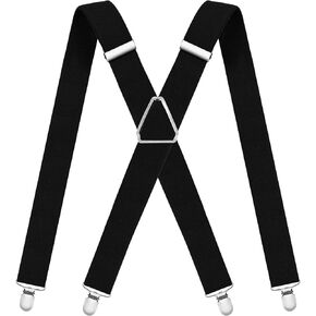 WOXVM Mens Suspenders Adjustable Braces with 4 Strong Metal Clips Elastic X Back Heavy Duty Suspender for Men and Women