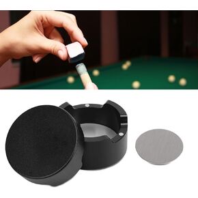 SHYEKYO Billiard Chalk Case, Round Aluminum Alloy Cue Chalk Box Magnetic, Mini Cue Tip Chalk Holder Black, Pool Chalks Carrier Case for Pool Cue Sports Accessories