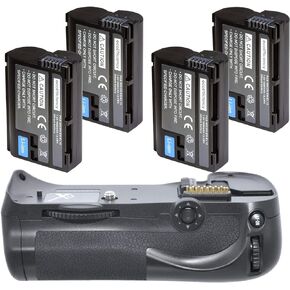 Battery Grip Kit for Nikon D800, D810 Digital SLR Camera Includes Qty 4 Replacement EN-EL15 Batteries + Vertical Battery Grip